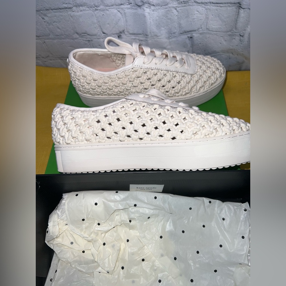 Kate Spade‎ Serve Crochet Sneakers Ivory Size 9.5 - NEW - Fast Shipping 💯 - Picture 5 of 9